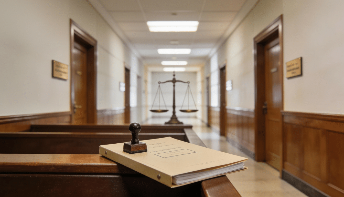 Photo de Clara Chermette tribunal : dossier et symboles de justice