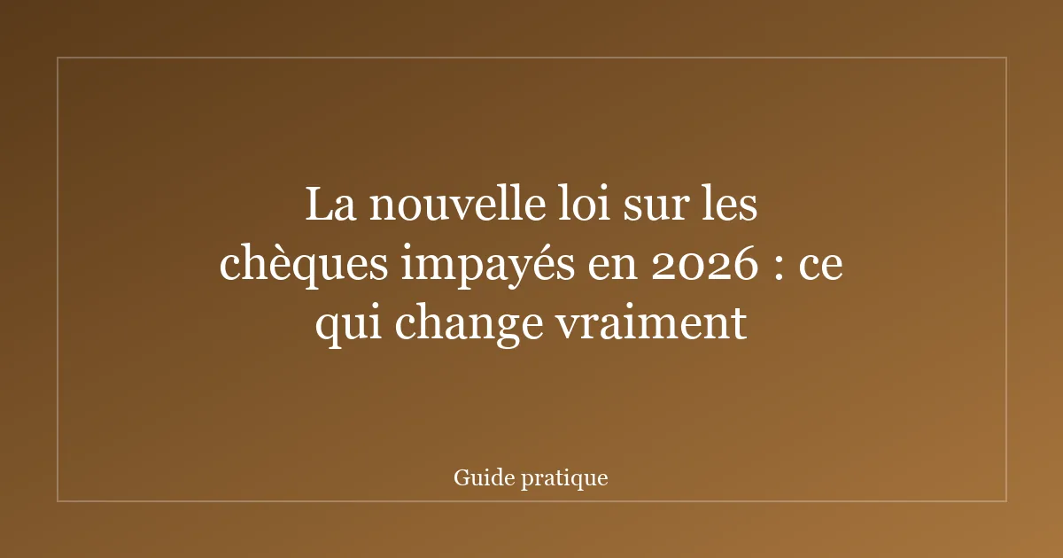 La nouvelle loi sur les chèques impayés en 2026 : ce qui change vraiment