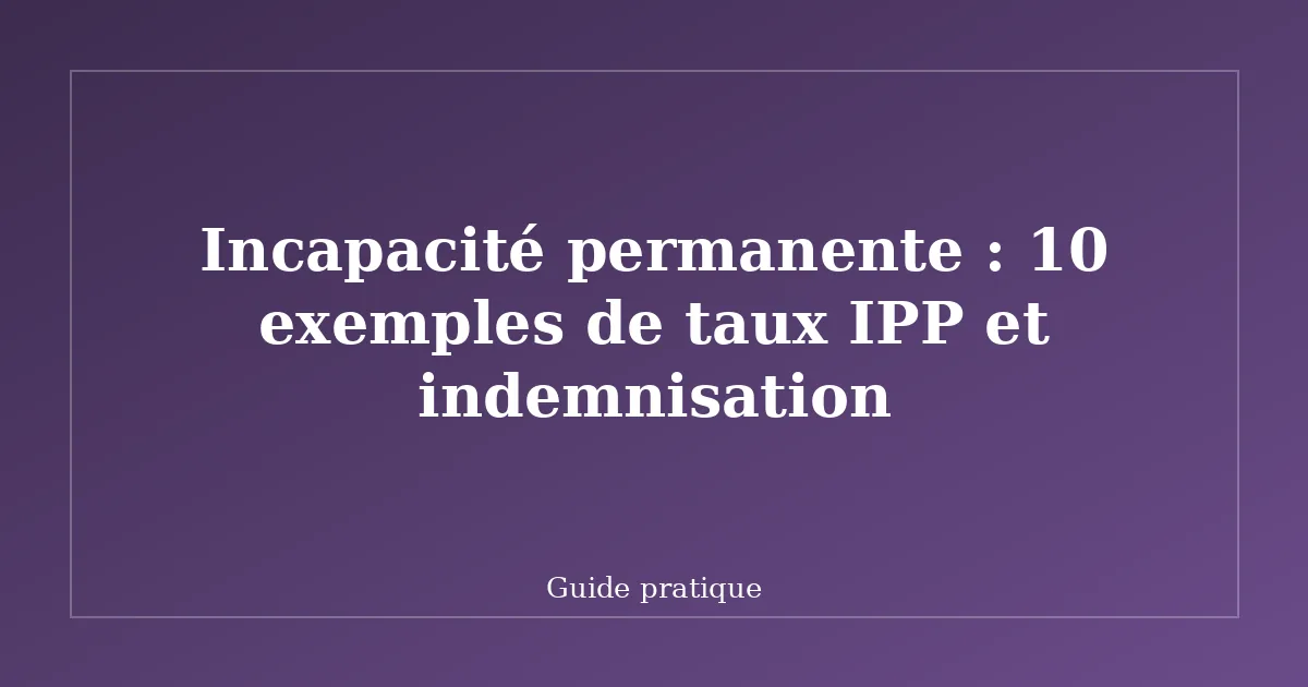 Incapacité permanente : 10 exemples de taux IPP et indemnisation
