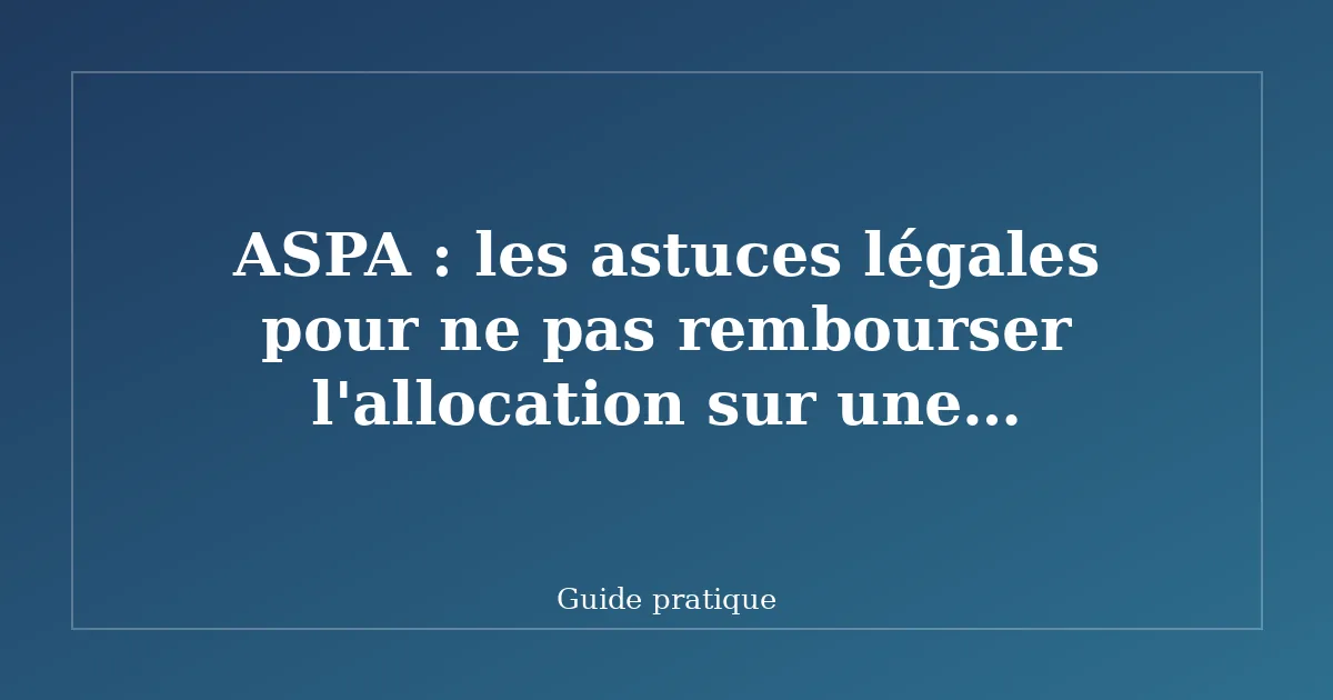 ASPA : les astuces légales pour ne pas rembourser l'allocation sur une succession