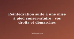 Réintégration suite à une mise à pied conservatoire : vos droits et démarches