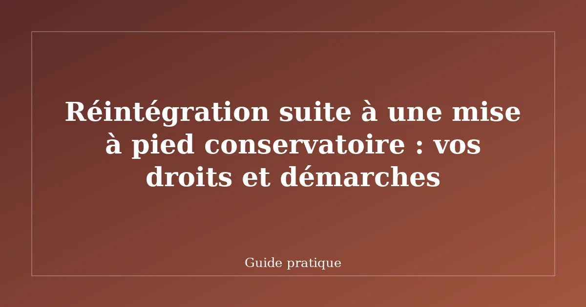 Réintégration suite à une mise à pied conservatoire : vos droits et démarches